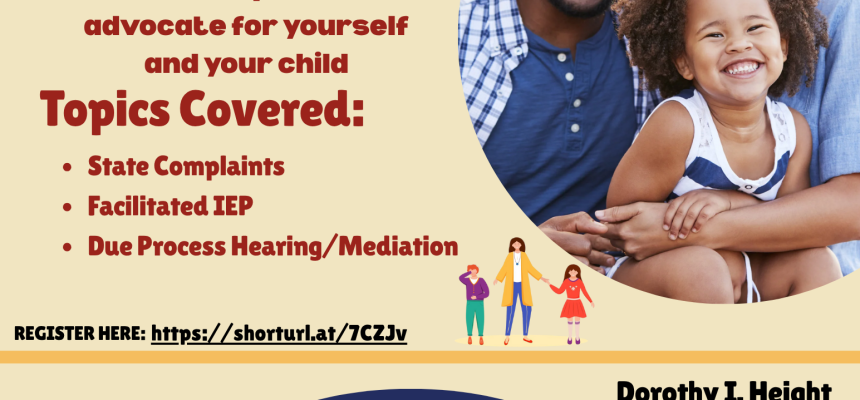 In person Parent Training on Dispute Resolution in the IDEA context November 23rd.